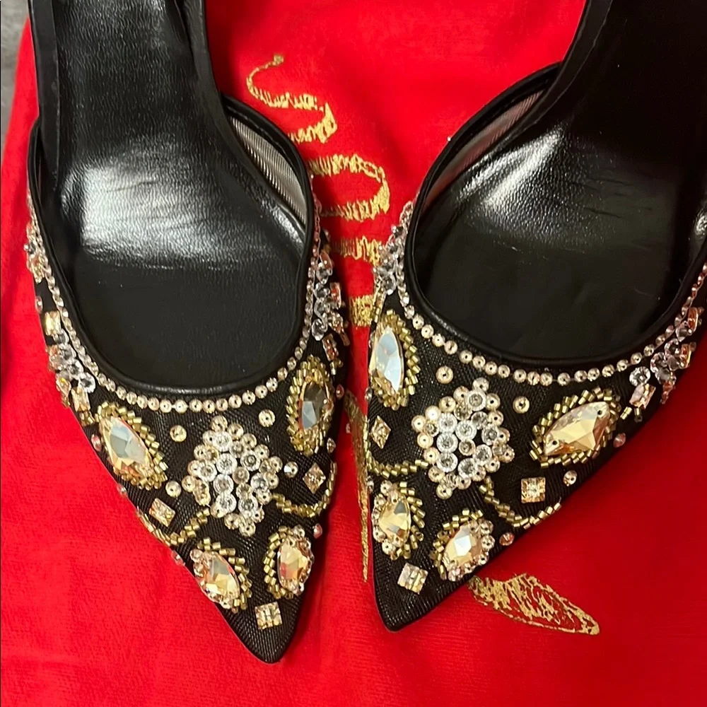Rene Caovilla Black Embellished Heels - Picture 5 of 6